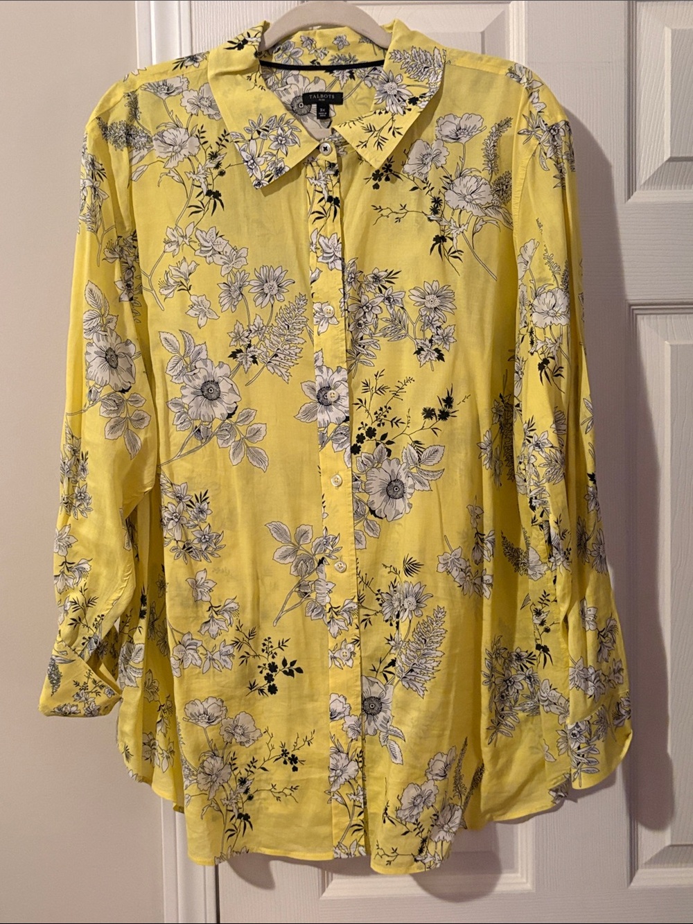Talbots Yellow Floral Button-Down Blouse